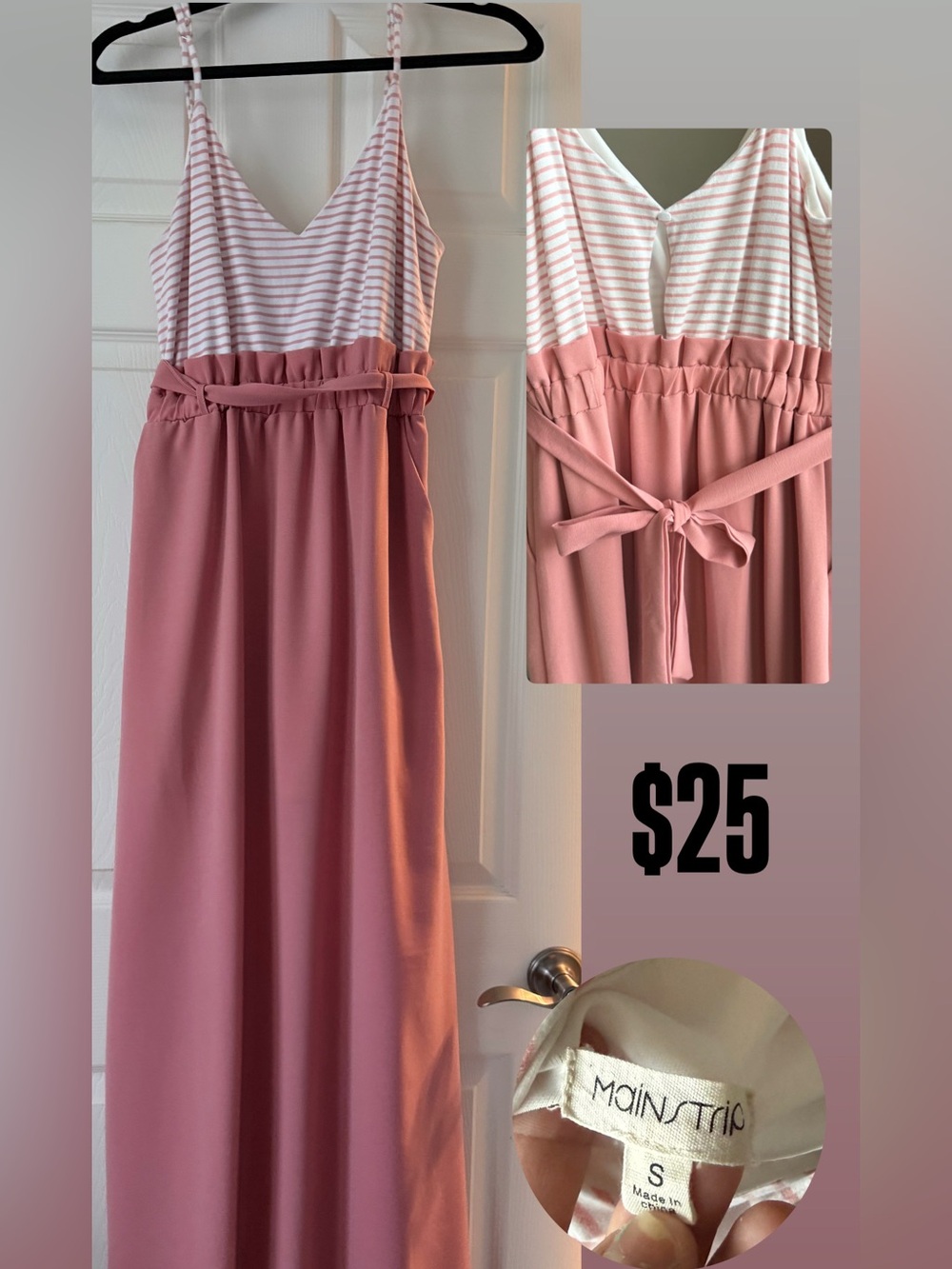 Main Strip Pink Stripe Maxi Dress